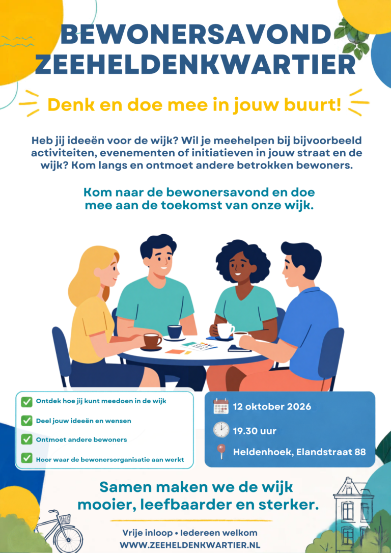 Bewonersavond Zeeheldenkwartier: denk en doe mee in jouw wijk!
